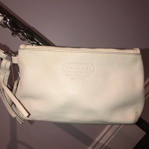 Coach Off-White Leather Vintage Tassel Wristlet